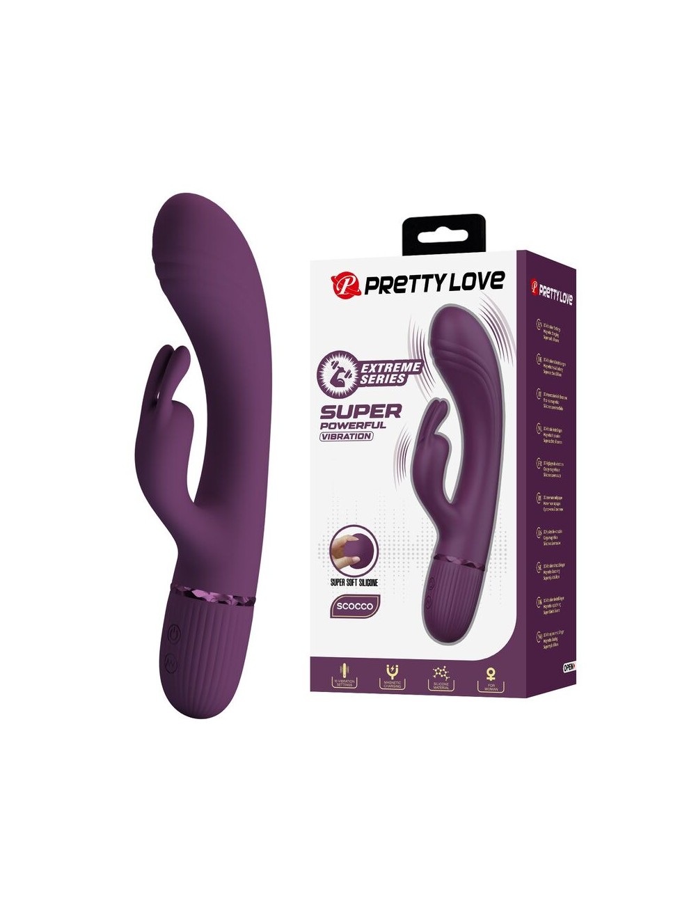 PRETTY LOVE - ROCCO VIBRATEUR LAPIN RECHARGEABLE 10 FONCTIONS VIOLET