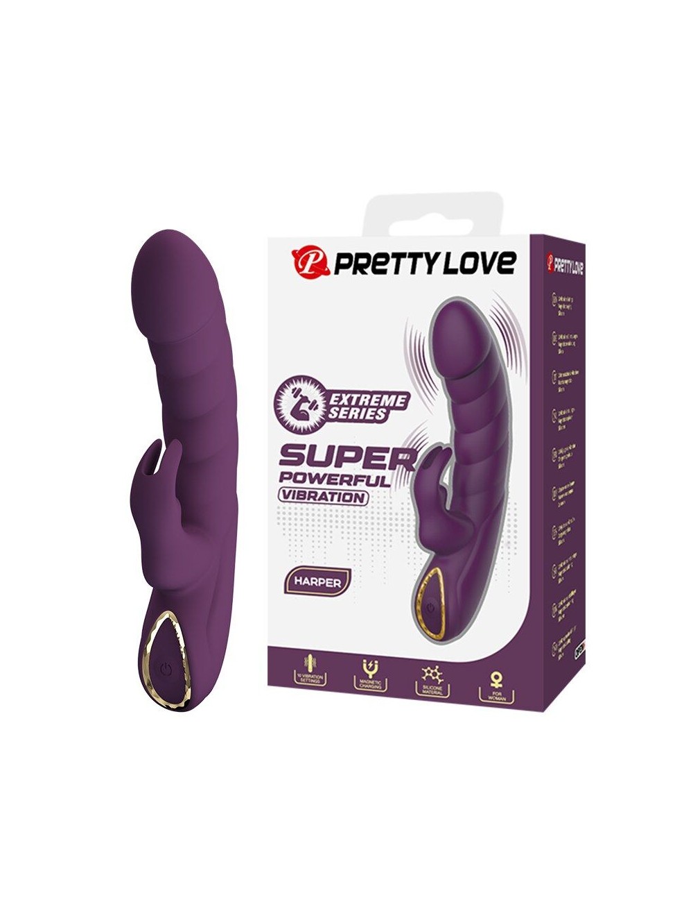 PRETTY LOVE - VIBRATEUR LAPIN RECHARGEABLE HARPER 10 FONCTIONS VIOLET