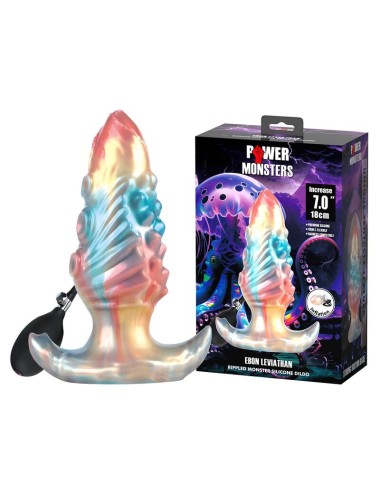 POWER MONSTERS - PLUG ANAL GONFLABLE TRICOLOR EBON LEVIATHAN 18 CM
