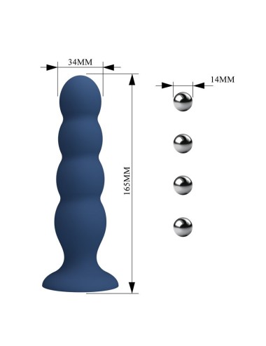 MR PLAY - PLUG ANAL AVEC 4 BILLES MÉTALLIQUES ET VENTOUSE BLEUE
