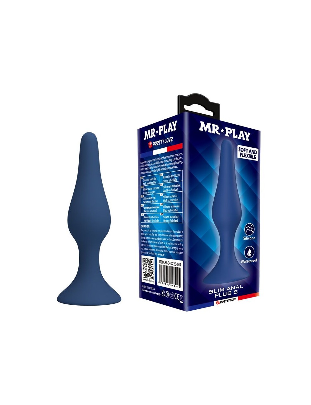 MR PLAY - PLUG ANAL FIN EN SILICONE BLEU TAILLE S