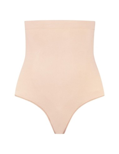 BYE-BRA - TANGA DE TALLE ALTO SIN COSTURAS BEIGE TALLA XXL