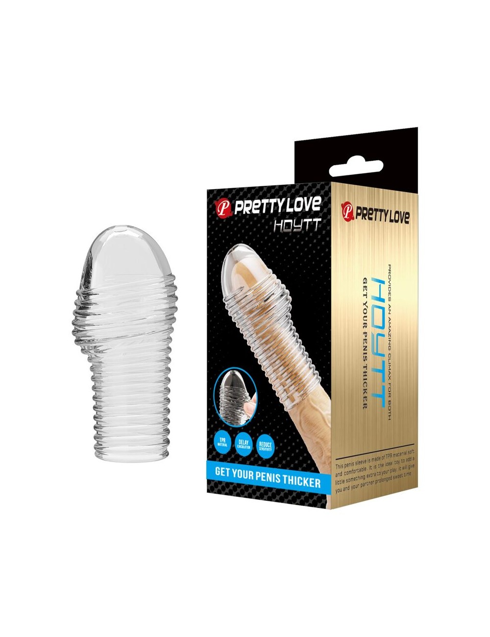 PRETTY LOVE - MANCHON PÉNIS HOTTT POUR UN PÉNIS PLUS ÉPAISSE TRANSPARENT