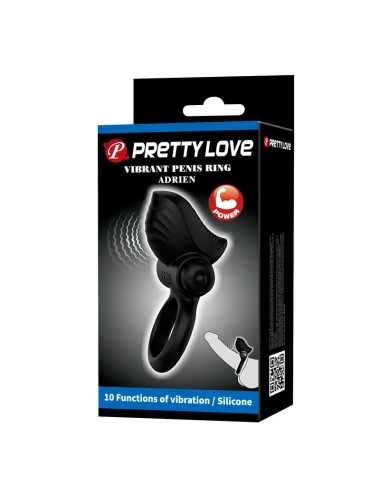 PRETTY LOVE - ADRIEN ANNEAU PÉNIS VIBRANT 10 FONCTIONS NOIR
