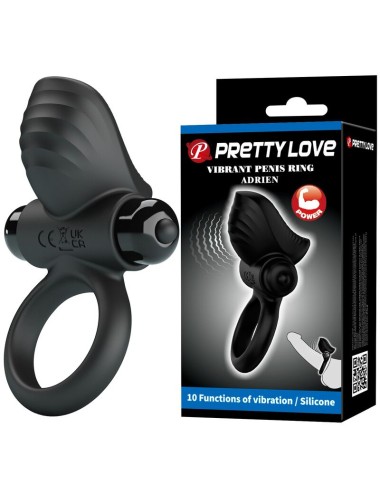 PRETTY LOVE - ADRIEN ANNEAU PÉNIS VIBRANT 10 FONCTIONS NOIR