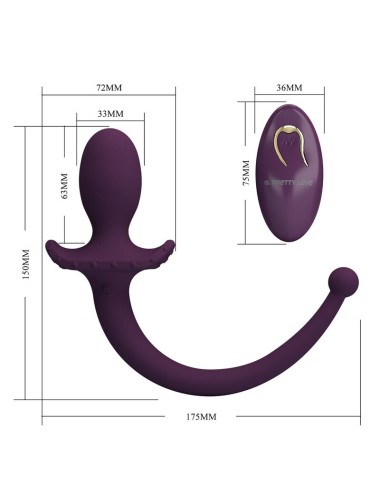 PRETTY LOVE - LIOEA PLUG ANAL VIBRANT AVEC QUEUE 12 FONCTIONS TÉLÉCOMMANDE VIOLETTE