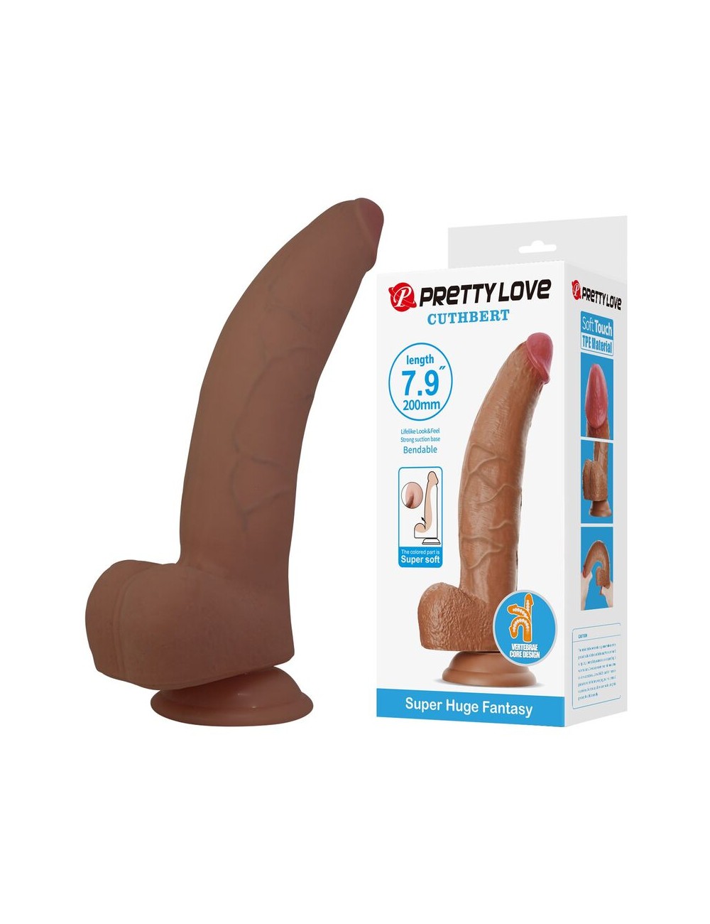 PRETTY LOVE - CUTHBERT GODEMICHET RÉALISTE ET FLEXIBLE 20 CM Ø 5 CM TPE MARRON