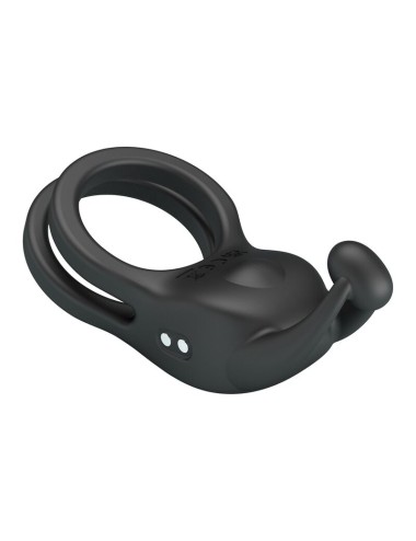 PRETTY LOVE - ANNEAU PÉNIS DOUBLE VIBRANT RECHARGEABLE GOODWIN NOIR