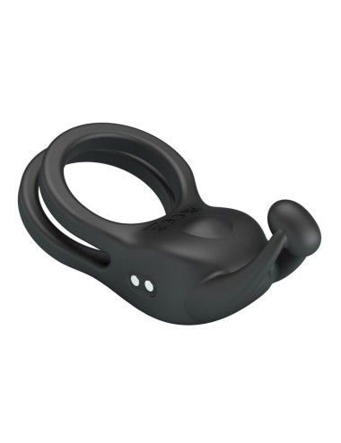 PRETTY LOVE - ANNEAU PÉNIS DOUBLE VIBRANT RECHARGEABLE GOODWIN NOIR