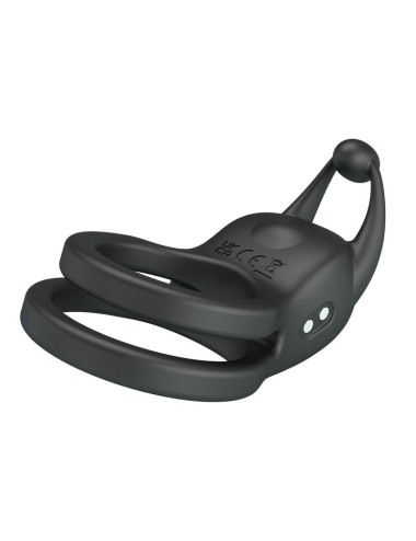 PRETTY LOVE - ANNEAU PÉNIS DOUBLE VIBRANT RECHARGEABLE GOODWIN NOIR