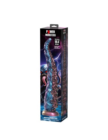 POWER MONSTERS - GODEMICHÉ EN SILICONE TRICOLORE FANTAISIE À TENTACULES ABYSSAUX 46 CM Ø 7 CM