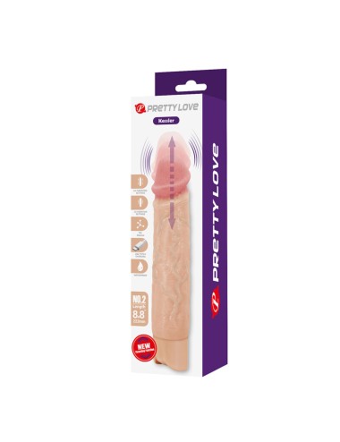 PRETTY LOVE - KESSLER GODEMICHET VIBRANT RÉALISTE AVEC 10 MODES DE VIBRATION ET 10 ÉNERGIE, 22 CM NATUREL