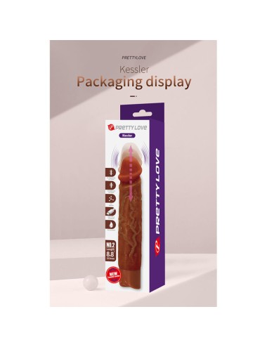 PRETTY LOVE - KESSLER GODEMICHET VIBRANT RÉALISTE AVEC 10 MODES DE VIBRATION ET 10 ÉNERGIE, 22 CM, MARRON