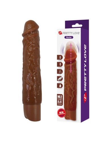 PRETTY LOVE - KESSLER GODEMICHET VIBRANT RÉALISTE AVEC 10 MODES DE VIBRATION ET 10 ÉNERGIE, 22 CM, MARRON