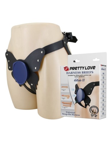PRETTY LOVE - SLIP HARNAIS UNIVERSEL À BRETELLES NOIRES ET BLEUES