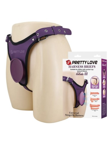 PRETTY LOVE - CULOTTE HARNAIS UNIVERSELLE À BRETELLES VIOLETTE ET NOIRE