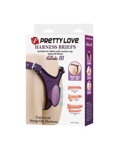 PRETTY LOVE - CULOTTE HARNAIS UNIVERSELLE À BRETELLES VIOLETTE ET NOIRE