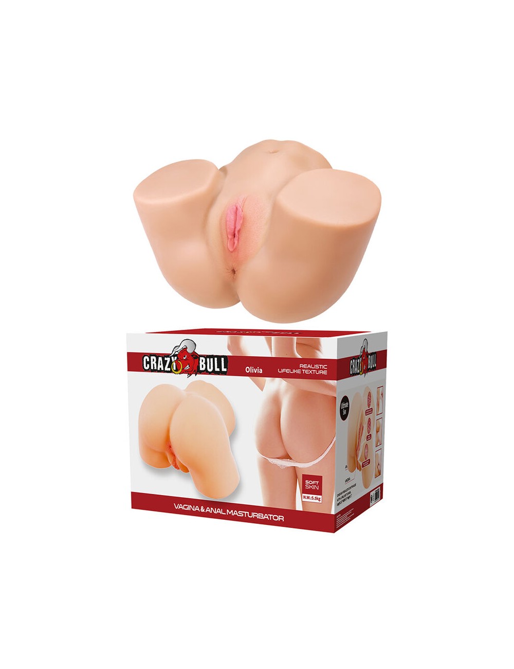 CRAZY BULL - OLIVIA DOUBLE MASTURBATEUR VIBRANT VAGINAL ET ANAL FLESH