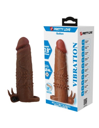 PRETTY LOVE - MANCHON VIBRANT POUR PÉNIS QUILLON 20 CM Ø 4 CM MARRON