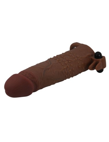 PRETTY LOVE - MANCHON VIBRANT POUR PÉNIS QUILLON 20 CM Ø 4 CM MARRON
