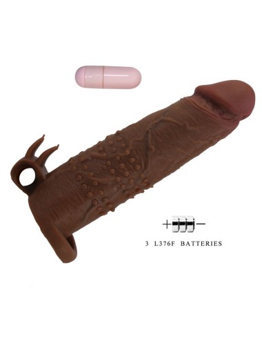 PRETTY LOVE - MANCHON VIBRANT POUR PÉNIS QUILLON 20 CM Ø 4 CM MARRON