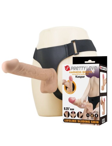 PRETTY LOVE - HARNAIS KASPAR AVEC GODEMICHET FLEXIBLE 21 CM Ø 5 CM NATUREL