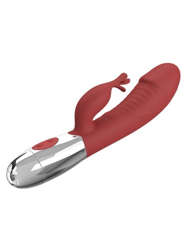PRETTY LOVE - VIBRATEUR LAPIN EN PLANTES DE ROSE 30 FONCTIONS RECHARGEABLE USB ROUGE