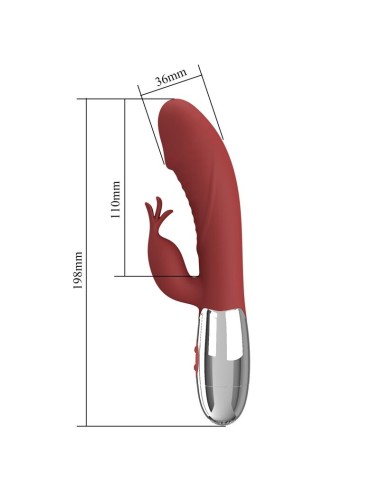 PRETTY LOVE - VIBRATEUR LAPIN EN PLANTES DE ROSE 30 FONCTIONS RECHARGEABLE USB ROUGE
