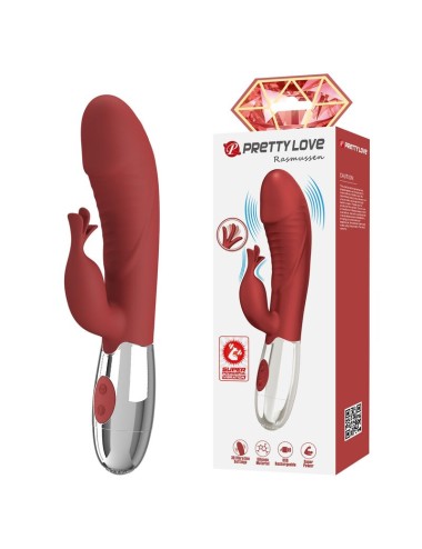 PRETTY LOVE - VIBRATEUR LAPIN EN PLANTES DE ROSE 30 FONCTIONS RECHARGEABLE USB ROUGE
