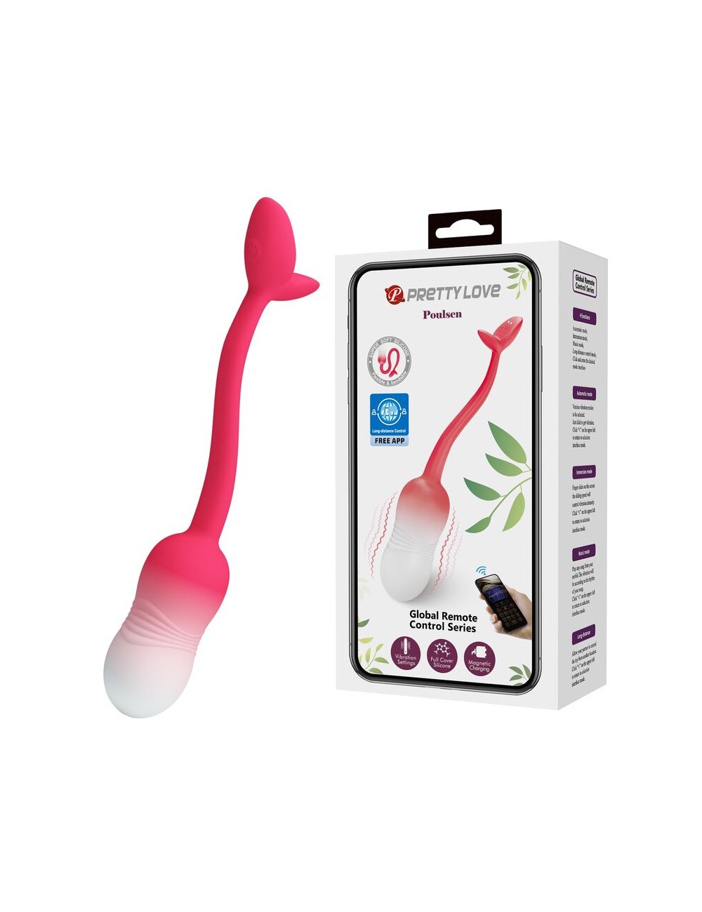 PRETTY LOVE - Å'UF VIBRANT CONTRÃ”LABLE PAR APPLICATION PULSEN 12 FONCTIONS RECHARGEABLE PAR USB ROSE