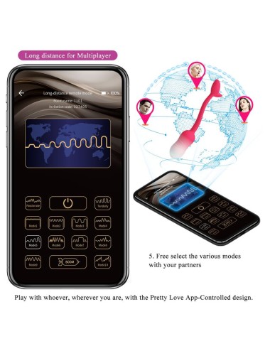 PRETTY LOVE - Å'UF VIBRANT CONTRÃ”LABLE PAR APPLICATION PULSEN 12 FONCTIONS RECHARGEABLE PAR USB ROSE