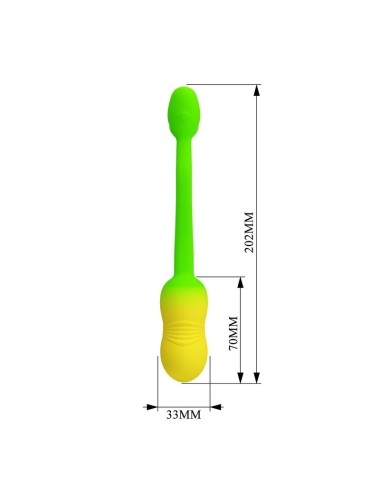 PRETTY LOVE - Å'UF VIBRANT CONTRÃ”LABLE PAR APPLICATION PULSEN 12 FONCTIONS RECHARGEABLE PAR USB VERT-JAUNE