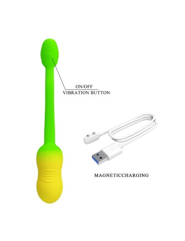 PRETTY LOVE - Å'UF VIBRANT CONTRÃ”LABLE PAR APPLICATION PULSEN 12 FONCTIONS RECHARGEABLE PAR USB VERT-JAUNE