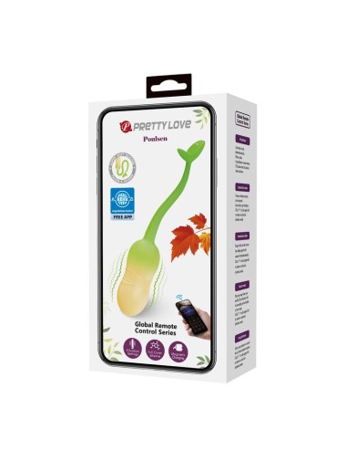 PRETTY LOVE - Å'UF VIBRANT CONTRÃ”LABLE PAR APPLICATION PULSEN 12 FONCTIONS RECHARGEABLE PAR USB VERT-JAUNE