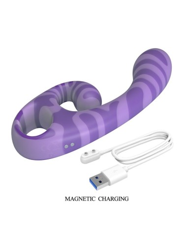 PRETTY LOVE - VIBRATEUR DOUBLE EMBOUT AVEC POIGNÉE 19 CM Ø 3,5 CM VIOLET