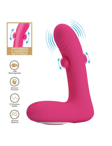 PRETTY LOVE - DUDEN VIBRATEUR EN SILICONE RECHARGEABLE 12 MODES DE VIBRATION ET 3 MODES DE BASCULE ROSE