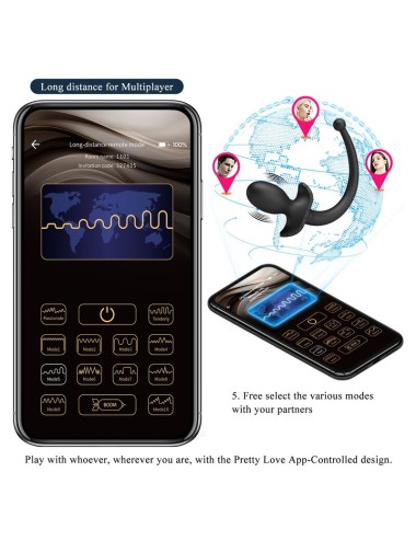 PRETTY LOVE - VIBRATEUR ANAL ET PÉRINÉUM NOIR CONTRÔLÉ PAR APPLICATION ANTHONY