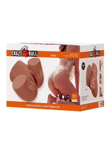 CRAZY BULL - TORSE FÉMININ RÉALISTE MASTURBATEUR DOUBLE ENTRÉE AVEC VIBRATION ET SUCCION COULEUR NATURELLE