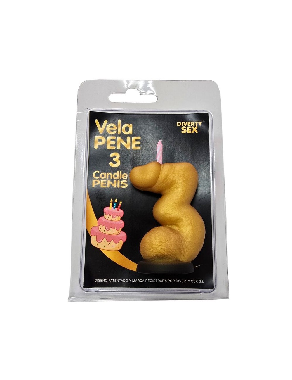 DIABLO PICANTE - BOUGIE PÉNIS EN FORME DE CHIFFRE 3 COULEUR OR