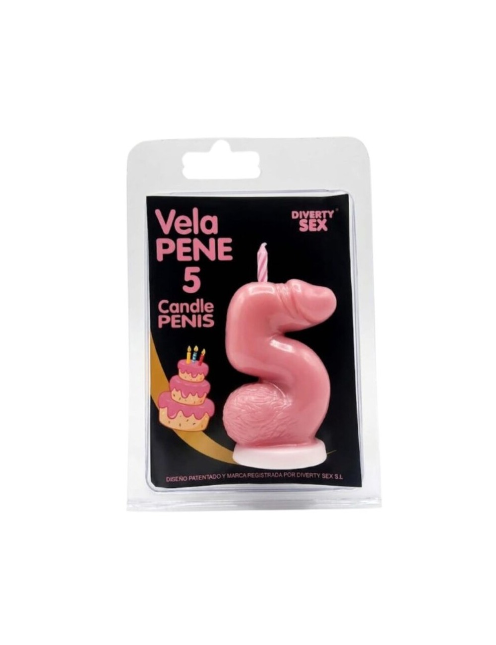 DIABLO PICANTE - BOUGIE PÉNIS EN FORME DE CHIFFRE 5 ROSE