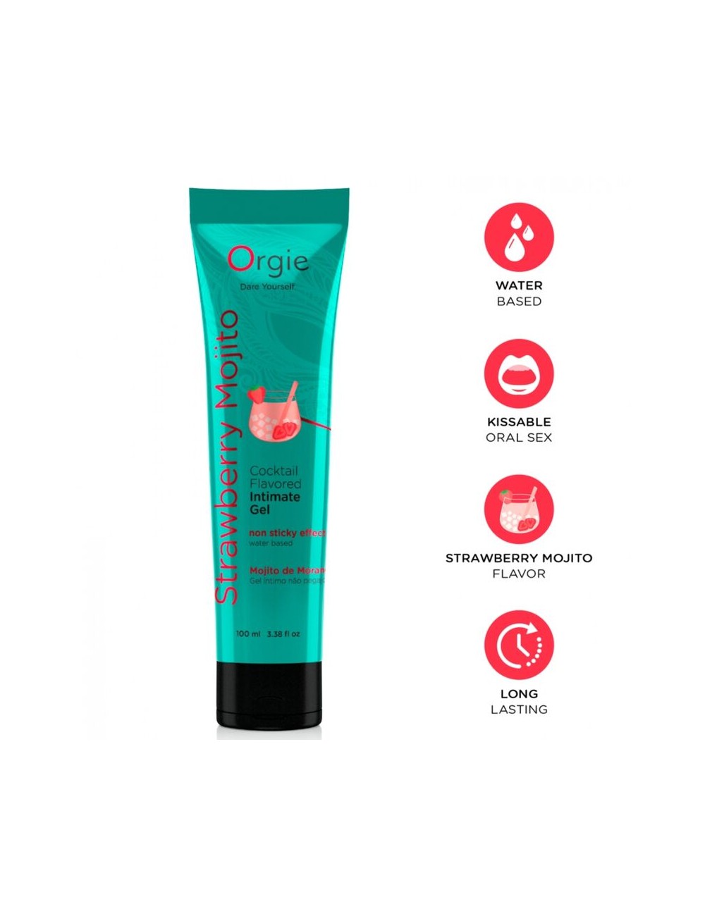 ORGIE - TUBE DE LUBRIFICATION COCKTAIL FRAISE MOJITO GEL INTIME À BASE DE EAU 100 ML