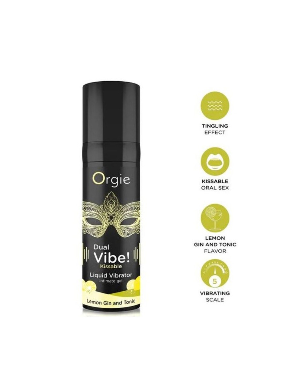 ORGIE - DOUBLE VIBRATION! VIBRATEUR LIQUIDE À EMBRASSER AU GIN TONIC CITRON 15 ML