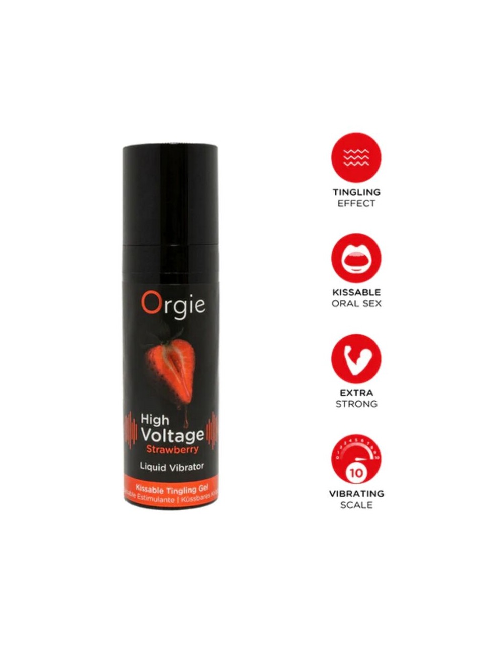ORGIE - VIBRATEUR LIQUIDE EXTRA FORT À LA FRAISE HAUTE TENSION 15 ML
