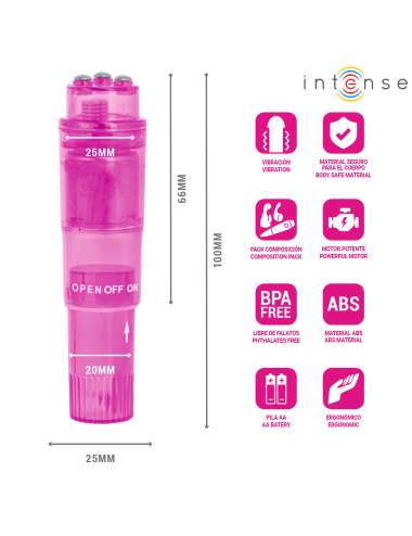 INTENSE - MINI MASSEUR KURT AVEC 4 TÊTES INTERCHANGEABLES ROSE