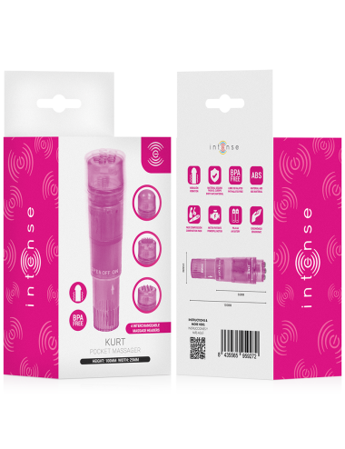 INTENSE - MINI MASSEUR KURT AVEC 4 TÊTES INTERCHANGEABLES ROSE