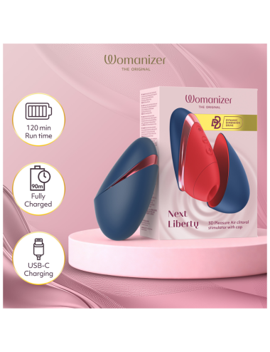 WOMANIZER - NEXT LIBERTY 3D PLEASURE AIR STIMULATEUR CLITORIAL BLEU/ROUGE