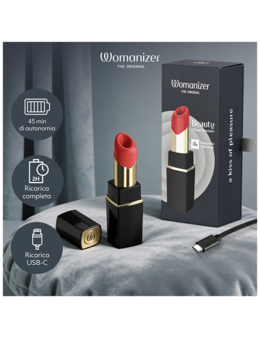 WOMANIZER - STIMULATEUR CLITORIAL À SUCCION BEAUTÉ 6 NIVEAUX D'INTENSITÉ NOIR ET OR