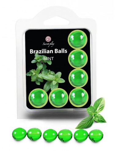 6 Brazilian Balls huile de massage effet franchiseur Menthe 3386-8 - Huiles de massage -