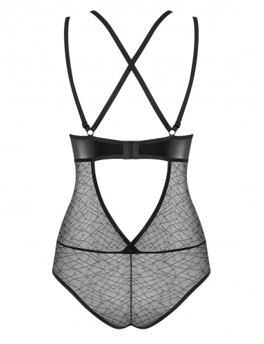 Lingerie - Bodys - Body maille fine transparente noire à motif subtils 859-TED-1 - Obsessive