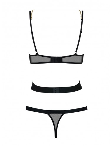 Lingerie - Bodys - Body string noire dessin sur corps et bandes du ventre élastiques bondy - Obsessive